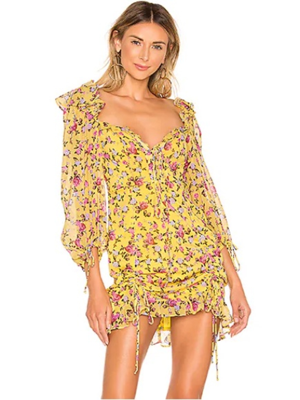 For Love & Lemons Beaumont Mini Dress in Yellow | REVOLVE size S NWOT